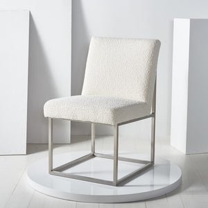Safavieh Jenette Boucle Dining Chair Ivory / Silver KNT7042D