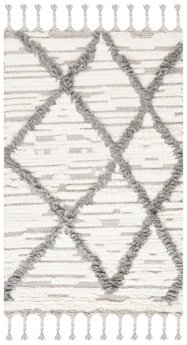 Kenya 954  Hand Woven 100% Wool Pile Rug Ivory / Grey