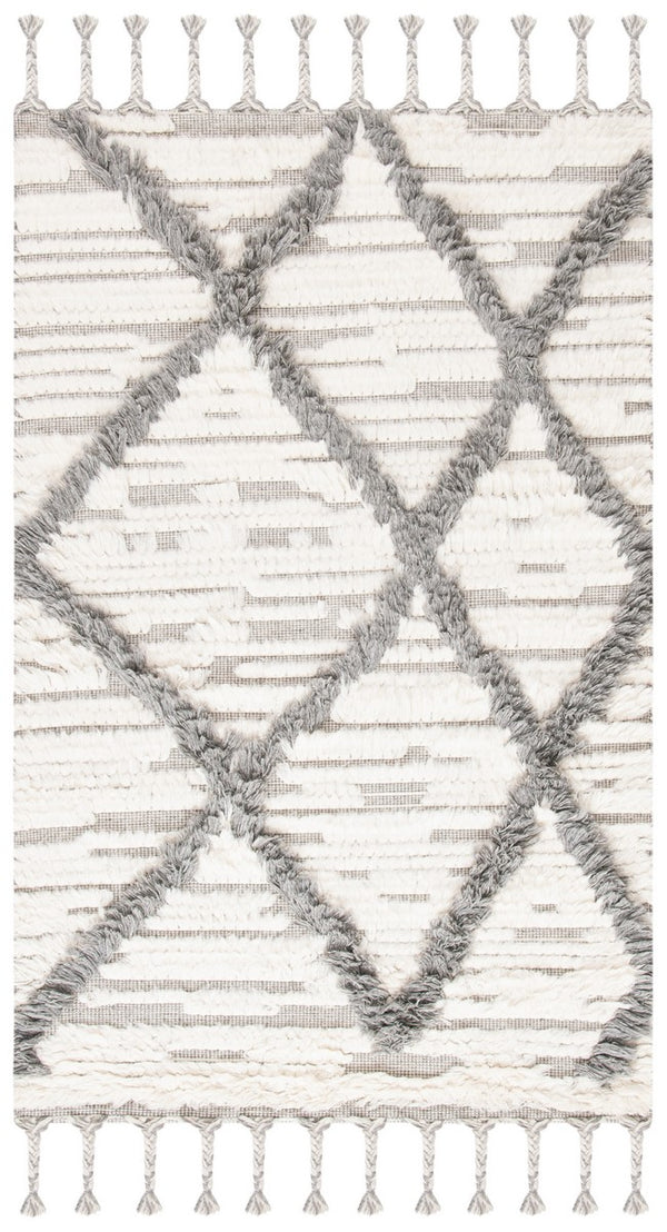 Kenya 954  Hand Woven 100% Wool Pile Rug Ivory / Grey