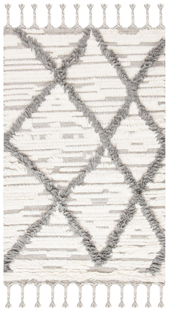 Kenya 954  Hand Woven 100% Wool Pile Rug Ivory / Grey