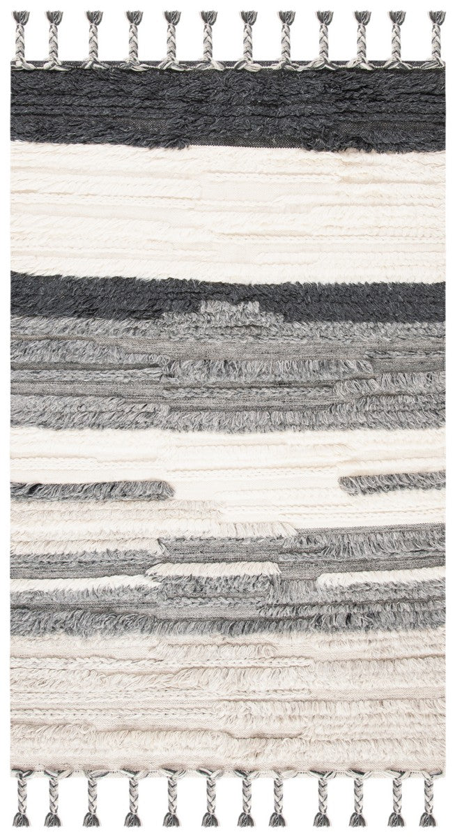 Kenya 955  Hand Woven 100% Wool Pile Rug Ivory / Grey