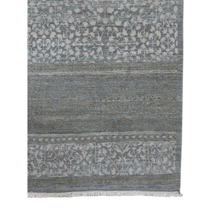 AMER Rugs Kohinoor KOH-1 Hand-Knotted Floral Transitional Area Rug Grey/Blue 10' x 14'