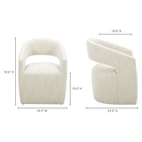 Moe's Home Barrow Rolling Dining Chair Performance Fabric White Mist KQ-1024-18