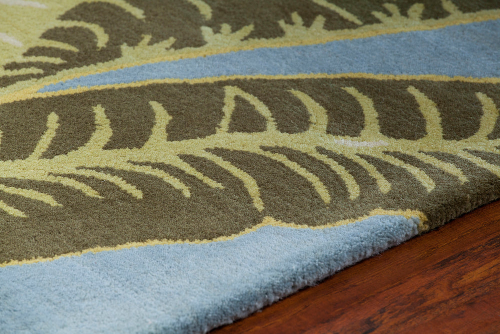 Chandra Rugs Kronos 100% Wool Hand-Tufted Contemporary Rug Green/Blue 7'9 x 10'6