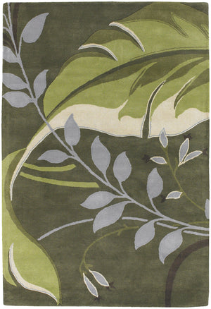 Chandra Rugs Kronos 100% Wool Hand-Tufted Contemporary Rug Green/Cream/Grey 7'9 x 10'6