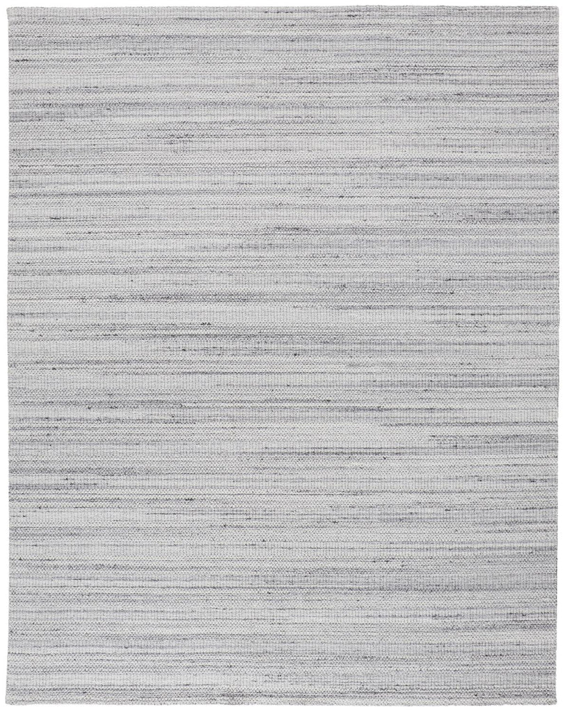 Keaton Handmade Woolt Area Rug, Neutral Stripe, Light Gray/Silver, 9ft x 12ft