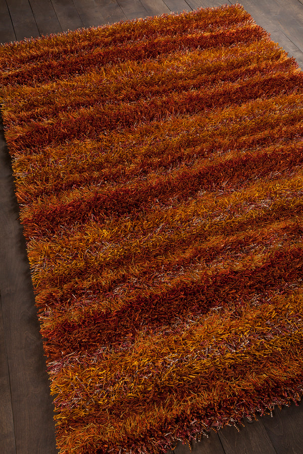 Chandra Rugs Kubu 100% Polyester Hand-Woven Contemporary Rug Red/Orange/Brown 9' x 13'