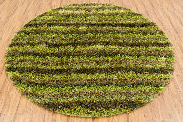 Chandra Rugs Kubu 100% Polyester Hand-Woven Contemporary Rug Green/Brown 7'9 Round