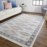 Kyra Diamond Kilim Rug, Ivory/Indigo/Orange, 9ft x 12ft - 7in Area Rug