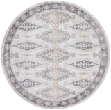 Kyra Diamond Kilim Rug, Ivory/Indigo/Orange, 5ft-6in x 5ft-6in Round