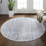 Kyra Distressed Abstract Rug, Light Gray/Ivory, 5ft - 6in x 5ft - 6in Round