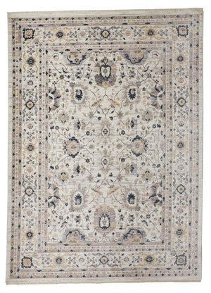 Kyra Geometric Floral Rug, Ivory/Indigo/Gold, 9ft x 12ft - 7in Area Rug