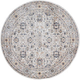 Kyra Geometric Floral Rug, Ivory/Indigo/Gold, 5ft - 6in x 5ft - 6in Round