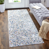 Kyra Mosaic Abstract Rug, Gray/Gold/Blue, 2ft - 10in x 7ft - 10in, Runner