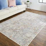 Kyra Distressed Abstract Rug, Gray/Ivory/Gold, 9ft x 12ft - 7in Area Rug