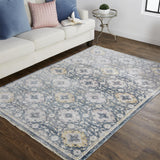 Kyra Contemporary Suzani Rug, Indigo/Gold/Pink, 9ft x 12ft - 7in Area Rug