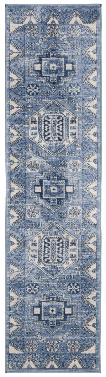 Kazak 100 Kazak 118 Contemporary Power Loomed Polypropylene Pile Rug Blue / Grey