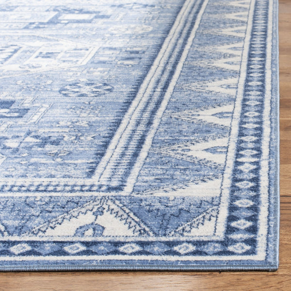 Kazak 100 Kazak 118 Contemporary Power Loomed Polypropylene Pile Rug Blue / Grey