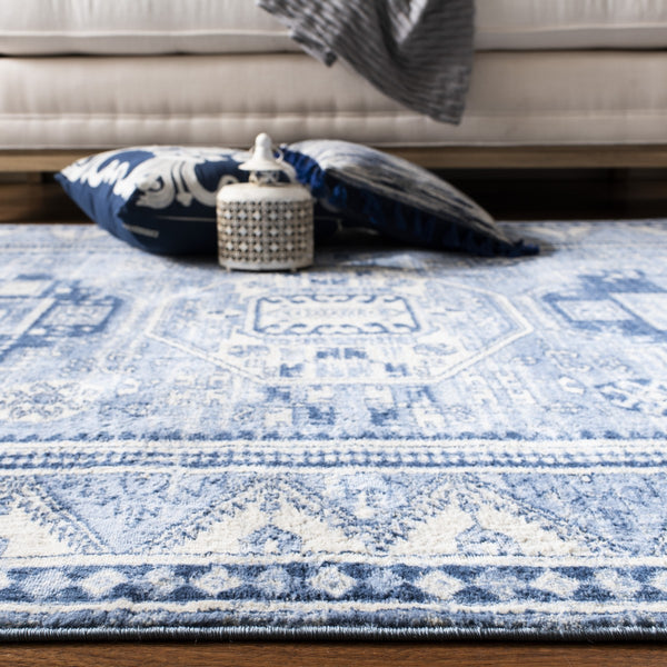 Kazak 100 Kazak 118 Contemporary Power Loomed Polypropylene Pile Rug Blue / Grey