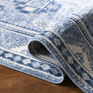 Kazak 100 Kazak 118 Contemporary Power Loomed Polypropylene Pile Rug Blue / Grey