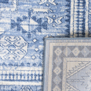 Kazak 100 Kazak 118 Contemporary Power Loomed Polypropylene Pile Rug Blue / Grey