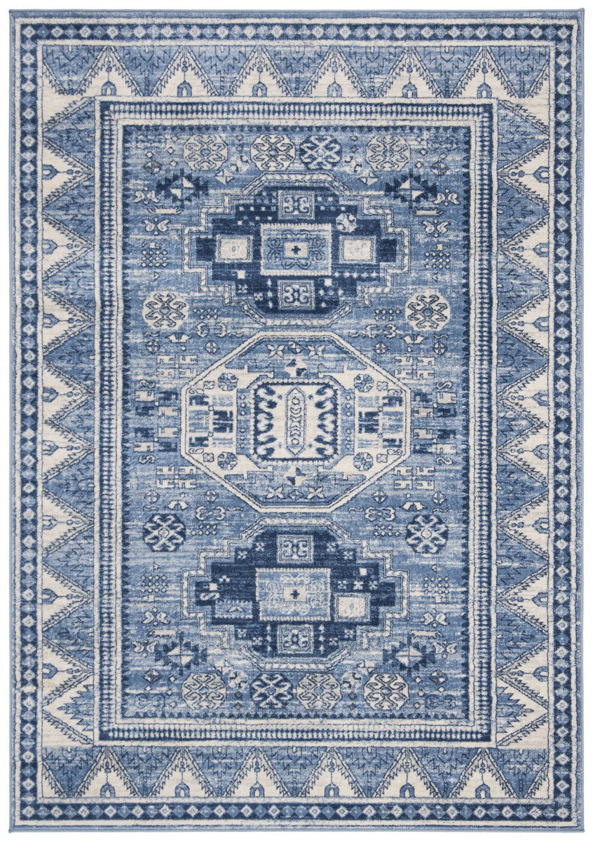 Kazak 100 Kazak 118 Contemporary Power Loomed Polypropylene Pile Rug Blue / Grey