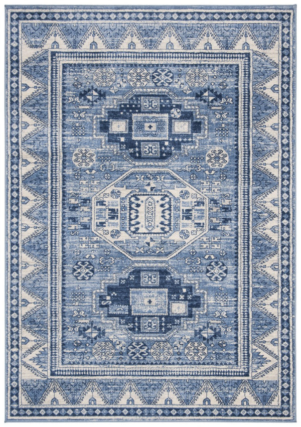 Kazak 100 Kazak 118 Contemporary Power Loomed Polypropylene Pile Rug Blue / Grey