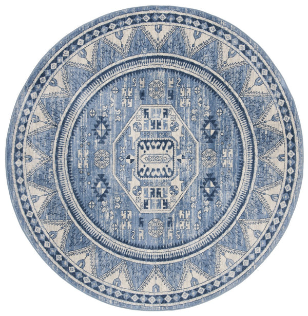 Kazak 100 Kazak 118 Contemporary Power Loomed Polypropylene Pile Rug Blue / Grey