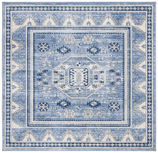Kazak 100 Kazak 118 Contemporary Power Loomed Polypropylene Pile Rug Blue / Grey