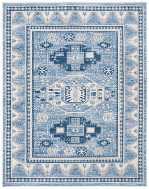 Kazak 100 Kazak 118 Contemporary Power Loomed Polypropylene Pile Rug Blue / Grey