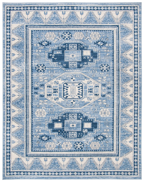Kazak 100 Kazak 118 Contemporary Power Loomed Polypropylene Pile Rug Blue / Grey