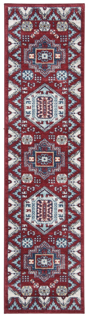 Kazak 100 Kazak 118 Contemporary Power Loomed Polypropylene Pile Rug Red / Blue