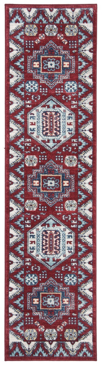 Kazak 100 Kazak 118 Contemporary Power Loomed Polypropylene Pile Rug Red / Blue