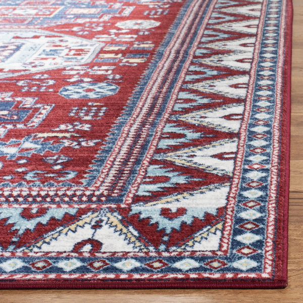 Kazak 100 Kazak 118 Contemporary Power Loomed Polypropylene Pile Rug Red / Blue