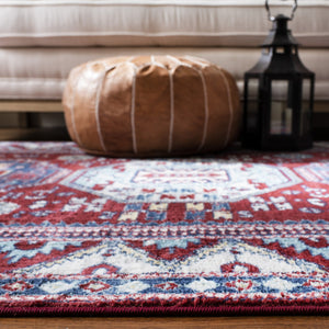 Kazak 100 Kazak 118 Contemporary Power Loomed Polypropylene Pile Rug Red / Blue