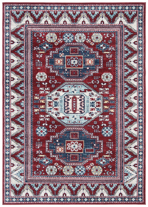 Kazak 100 Kazak 118 Contemporary Power Loomed Polypropylene Pile Rug Red / Blue