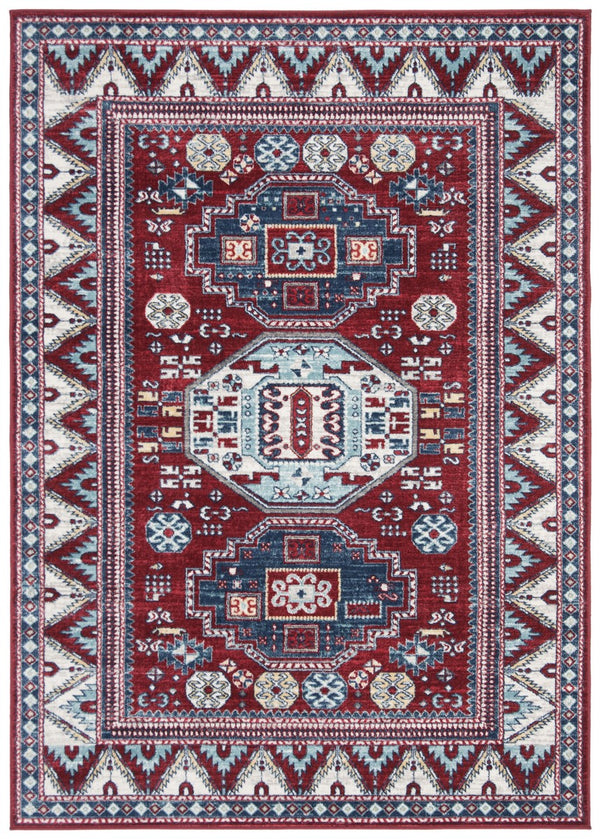 Kazak 100 Kazak 118 Contemporary Power Loomed Polypropylene Pile Rug Red / Blue