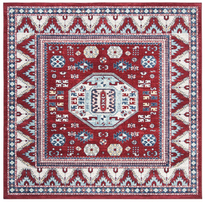 Kazak 100 Kazak 118 Contemporary Power Loomed Polypropylene Pile Rug Red / Blue