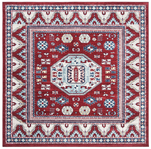 Kazak 100 Kazak 118 Contemporary Power Loomed Polypropylene Pile Rug Red / Blue