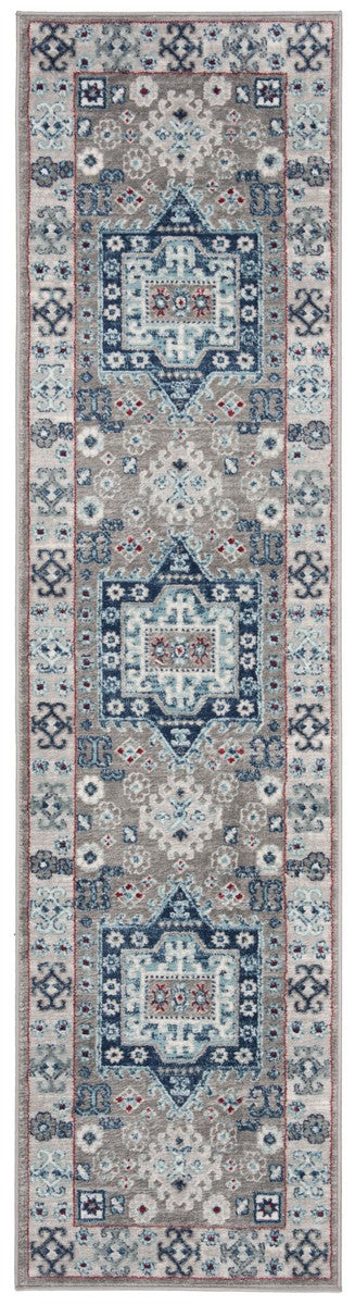 Kazak 100 Kazak 122 Contemporary Power Loomed Polypropylene Pile Rug Grey / Blue