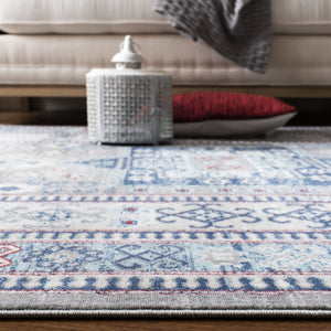 Kazak 100 Kazak 122 Contemporary Power Loomed Polypropylene Pile Rug Grey / Blue