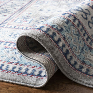 Kazak 100 Kazak 122 Contemporary Power Loomed Polypropylene Pile Rug Grey / Blue