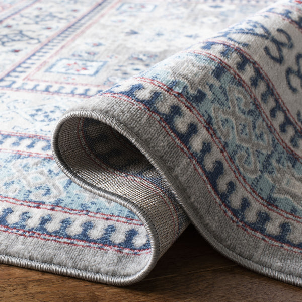 Kazak 100 Kazak 122 Contemporary Power Loomed Polypropylene Pile Rug Grey / Blue