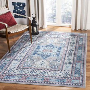 Kazak 100 Kazak 122 Contemporary Power Loomed Polypropylene Pile Rug Grey / Blue