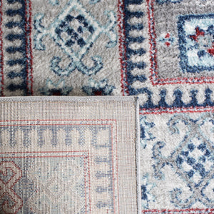 Kazak 100 Kazak 122 Contemporary Power Loomed Polypropylene Pile Rug Grey / Blue