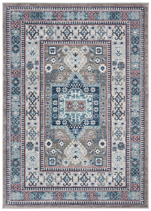 Kazak 100 Kazak 122 Contemporary Power Loomed Polypropylene Pile Rug Grey / Blue