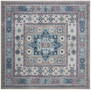 Kazak 100 Kazak 122 Contemporary Power Loomed Polypropylene Pile Rug Grey / Blue