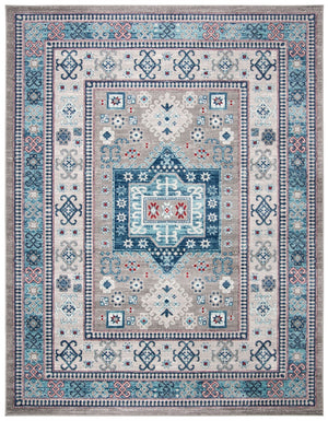 Kazak 100 Kazak 122 Contemporary Power Loomed Polypropylene Pile Rug Grey / Blue