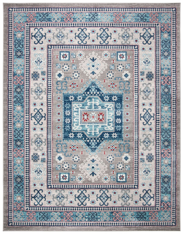 Kazak 100 Kazak 122 Contemporary Power Loomed Polypropylene Pile Rug Grey / Blue