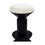 Union Home Kebab Bar Stool Charcoal Oil Finish Plantation Grown Hardwood, White Boucle